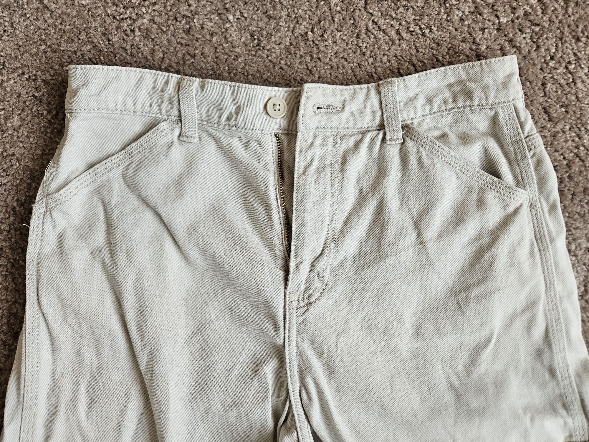 Szerokie bojówki H&M Divided kremowe, rozm. S/M, 100% bawełna