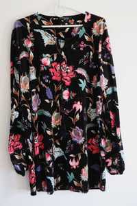 Wear On Nowa welurowa milutka bluza dłuższa w kwiaty oversize M