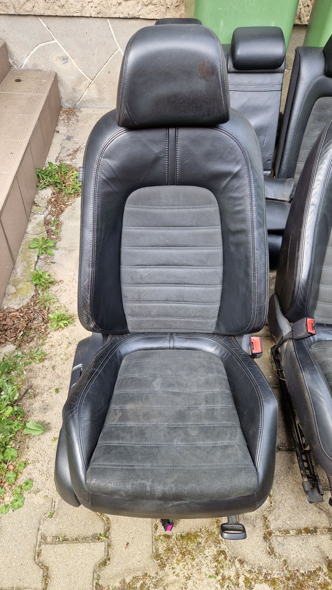 Komplet siedzeń foteli grzanych VW Passat b6 skóra/alcantara