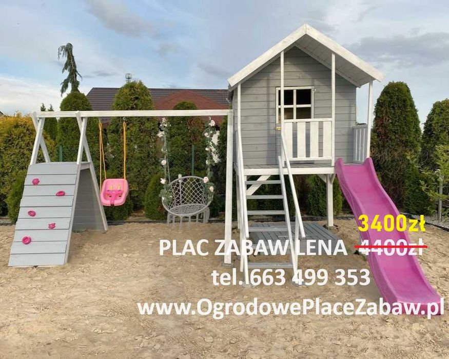 minus 1000zł WYPRZEDAŻ: OD RĘKI drewniany PLAC ZABAW, 2 huśtawki,ślizg