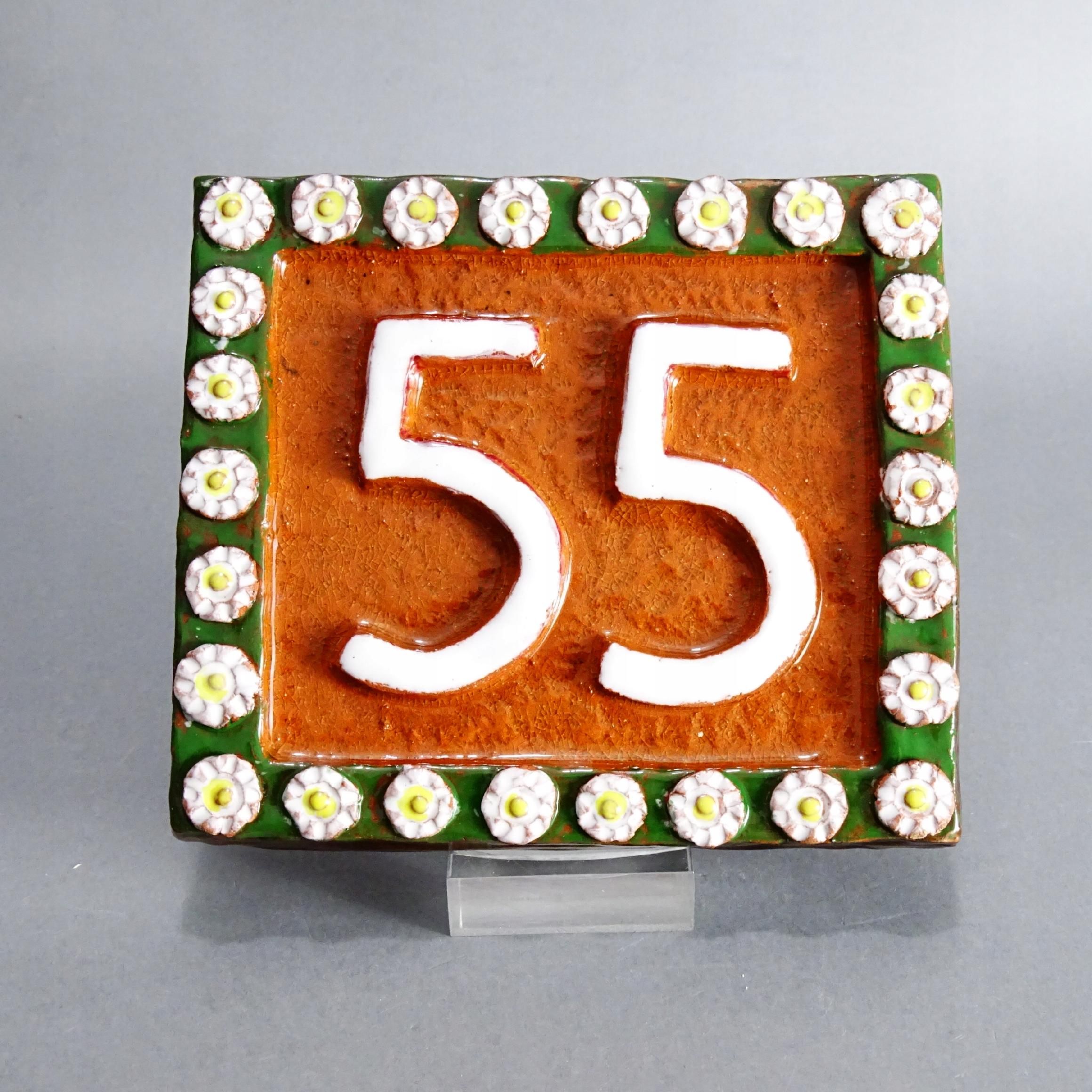 piękny ręcznie wykonany ceramiczny numer domu 55 5