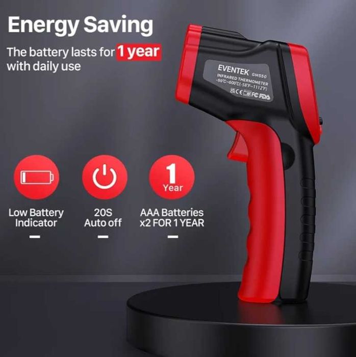 Termometr Laserowy Cyfrowy Na Podczerwień Eventek GM550 -50°C Do 550°C