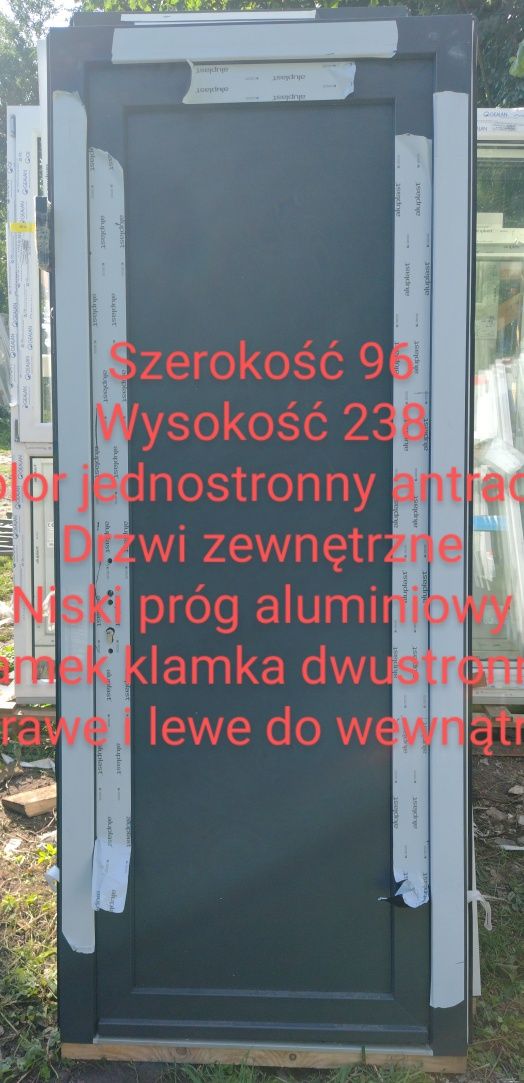 Drzwi zewnętrzne kolor Antracyt niski próg aluminiowy 50%