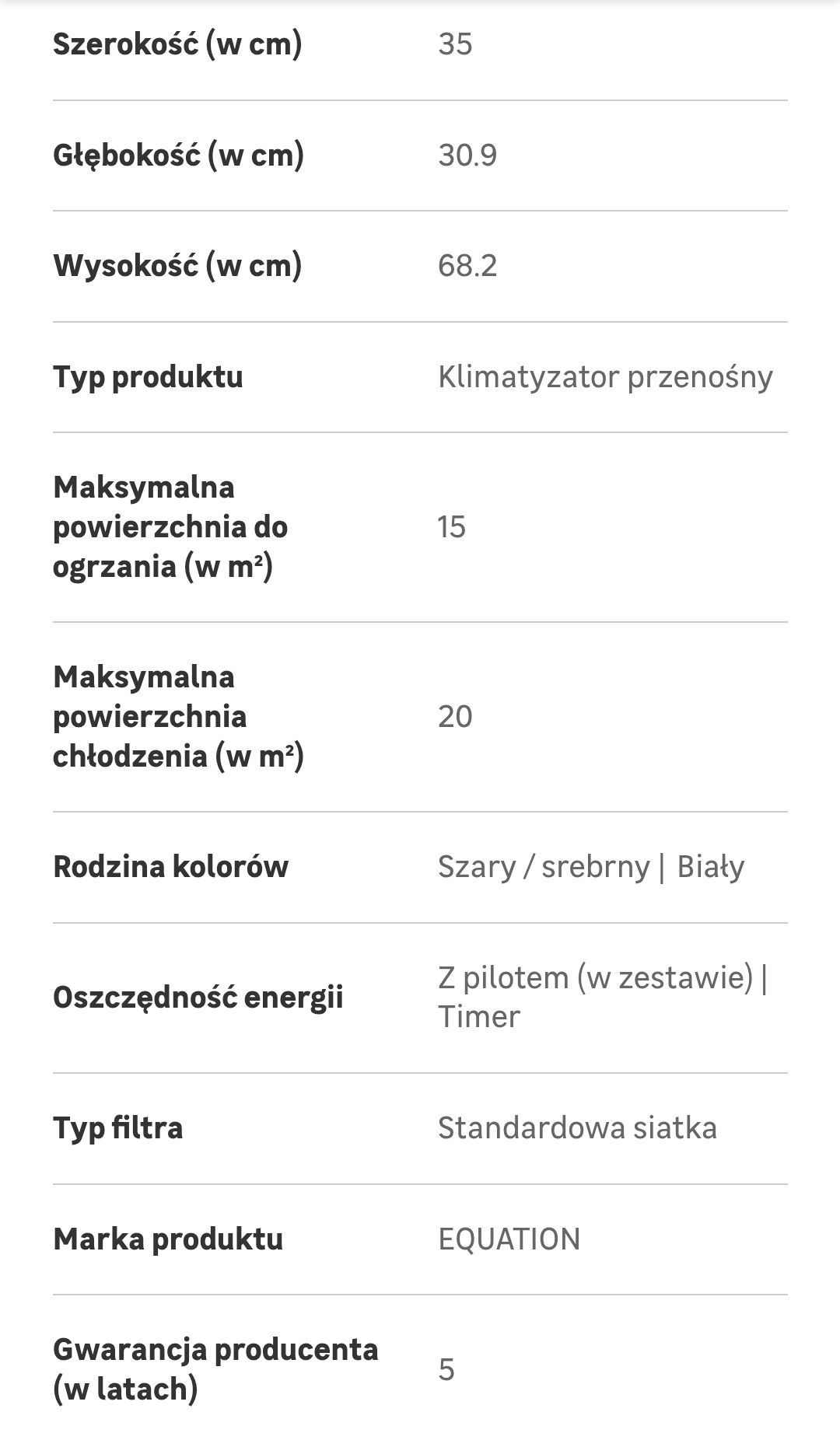Klimatyzator przenośny AM-07A2A4/DAR2-B6 7000 BTU EQUATION na gwarancj