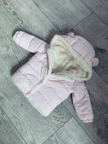 Nowa kurtka dziecięca dla dziewczynki Mango zimowa 74 cm miłe futerko