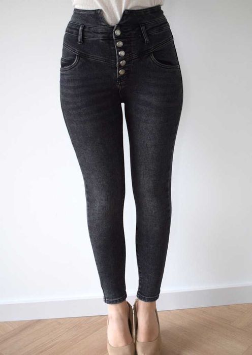 M.Sara rurki czarne spodnie  wysoki stan super hihg waist w28 s