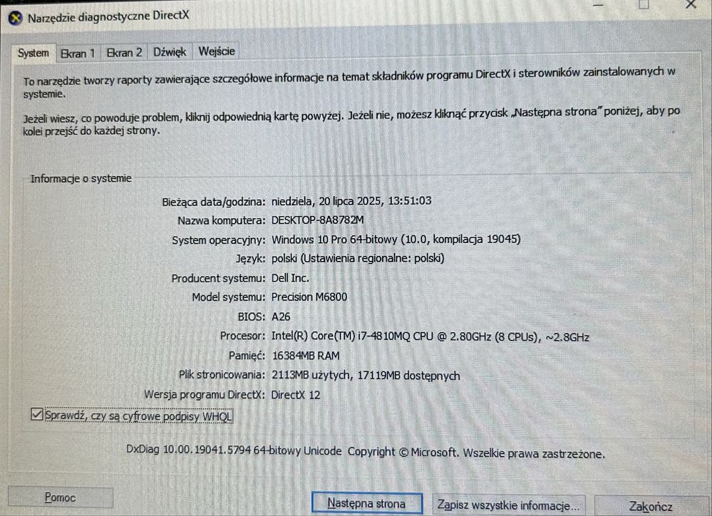 Laptop Dell PRECISION M6800 i7Q 16GB 240SSD