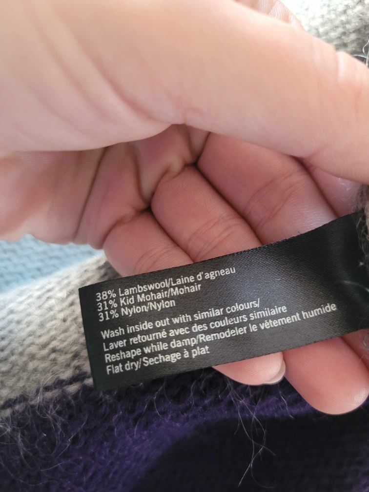 Kolorowa wełniana sukienka w paski długi sweter premium Filippa K