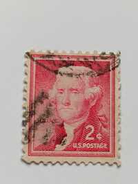 Znaczek z USA 1954 r. 2 centy Tomas Jefferson