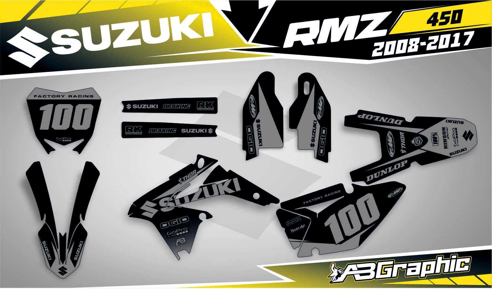 Наклейки Графіка Suzuki RM RMZ RMX DRZ DR 85 125 250 350 400 450 650
