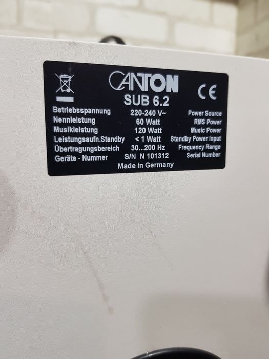 150W! Активний сабвуфер CANTON SUB 6.2, потужність 120 Вт, б/у з Німеч