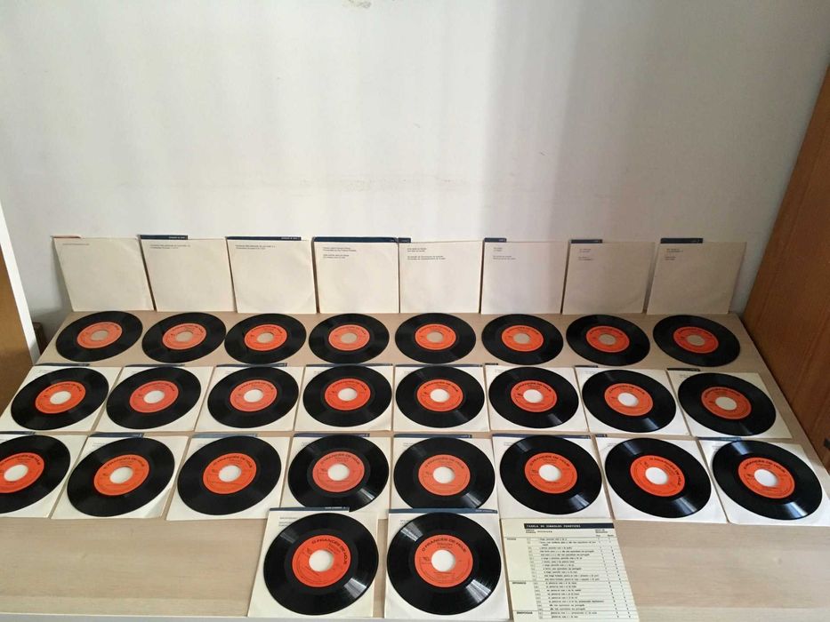 50 discos de vinil singles - cursos de Francês e Inglês