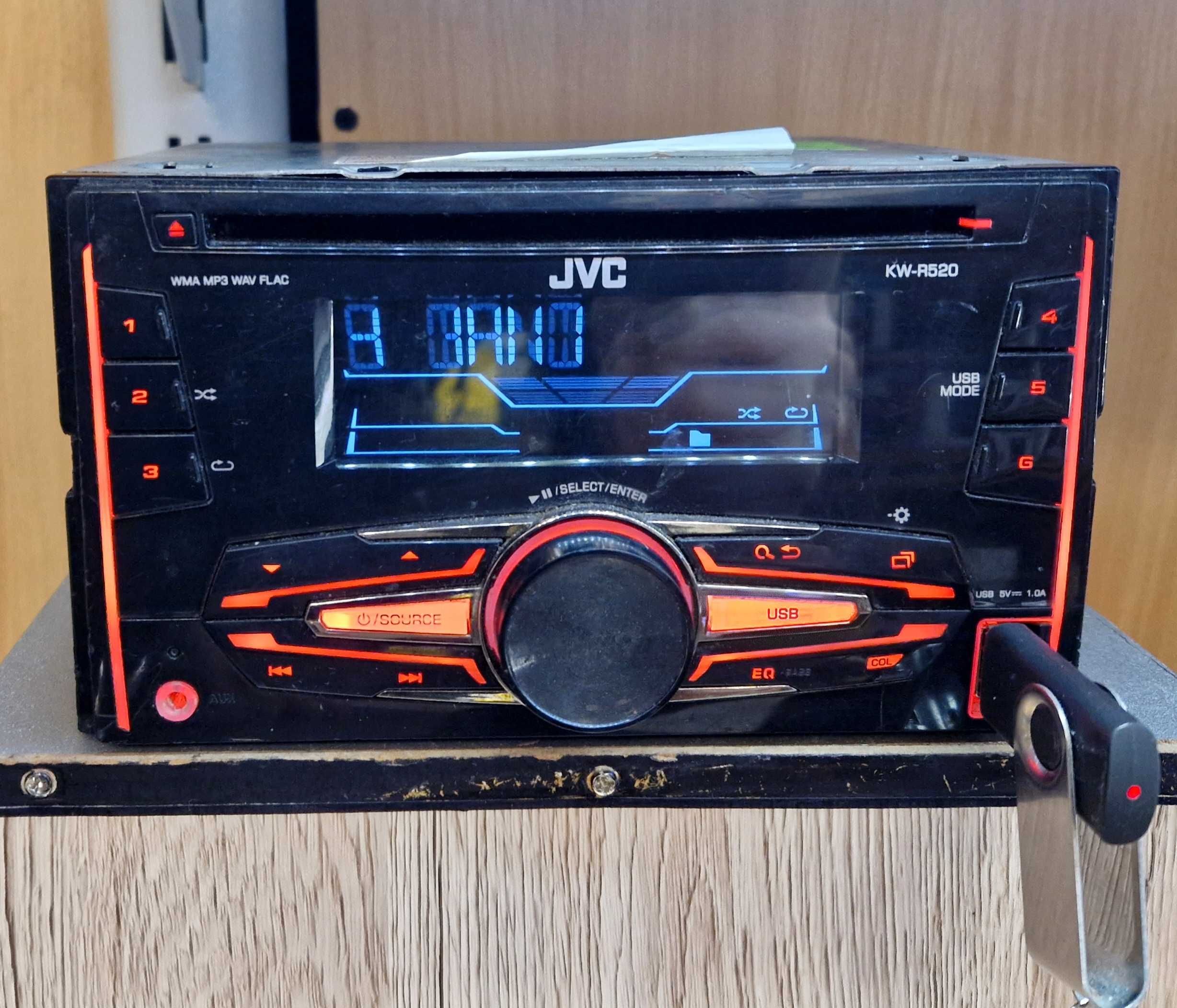 Radio samochodowe JVC KW-R520, USB, AUX, Komis Jasło Czackiego
