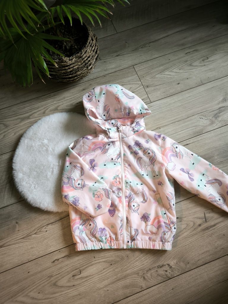 Kurtka wiosenna wiatrówka dziecięca jednorożce H&M 98-104