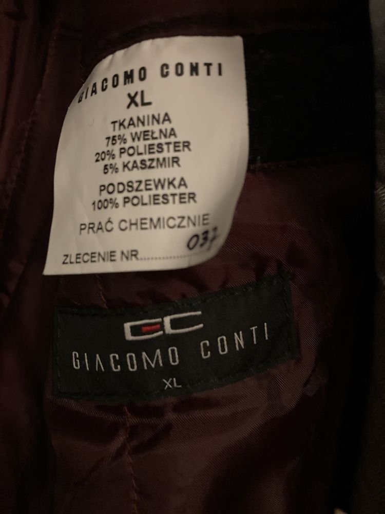 Giacomo conti XL elegant wełna płaszcz czarna na garnitur podpinka