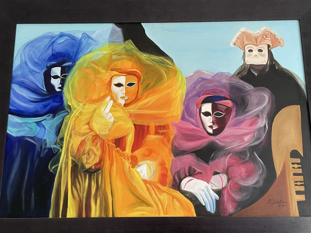 Quadro a óleo com moldura
