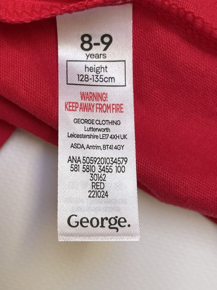 128 135 George 134 czerwona bawełniana koszulka malinowa tshirt gładki