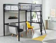 Cama mezzanine com plataforma de secretária 140x190 cm Antracite