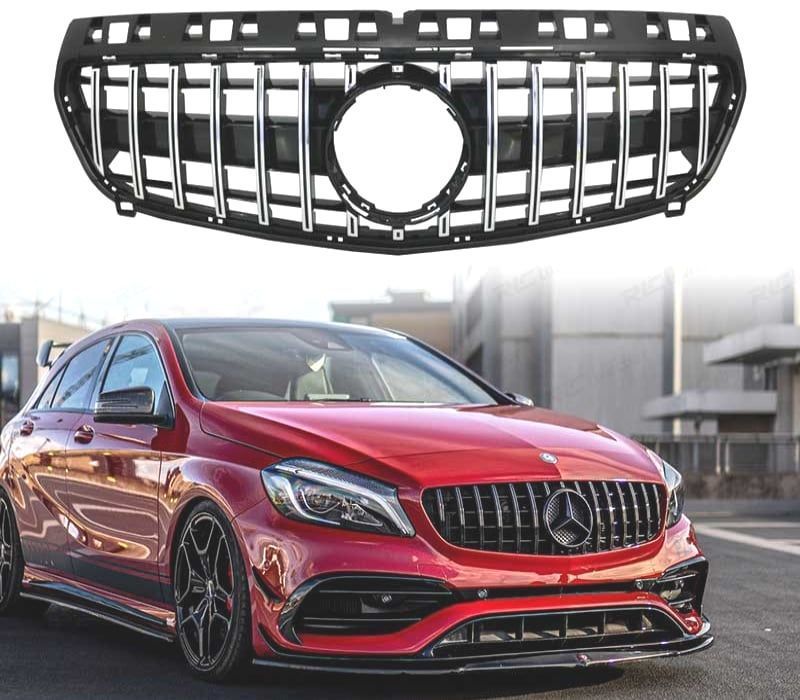GRELHA FRONTAL MERCEDES A W176 12-15 GTR PRETO CROMADO A45 GT-R PANAMERICANA