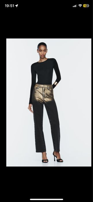 Джинсы ZARA черные с золотом размер 34