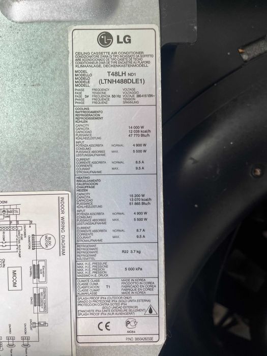 Напівпромисловий касетний кондиціонер LG T48LH (пульт у комплекті)