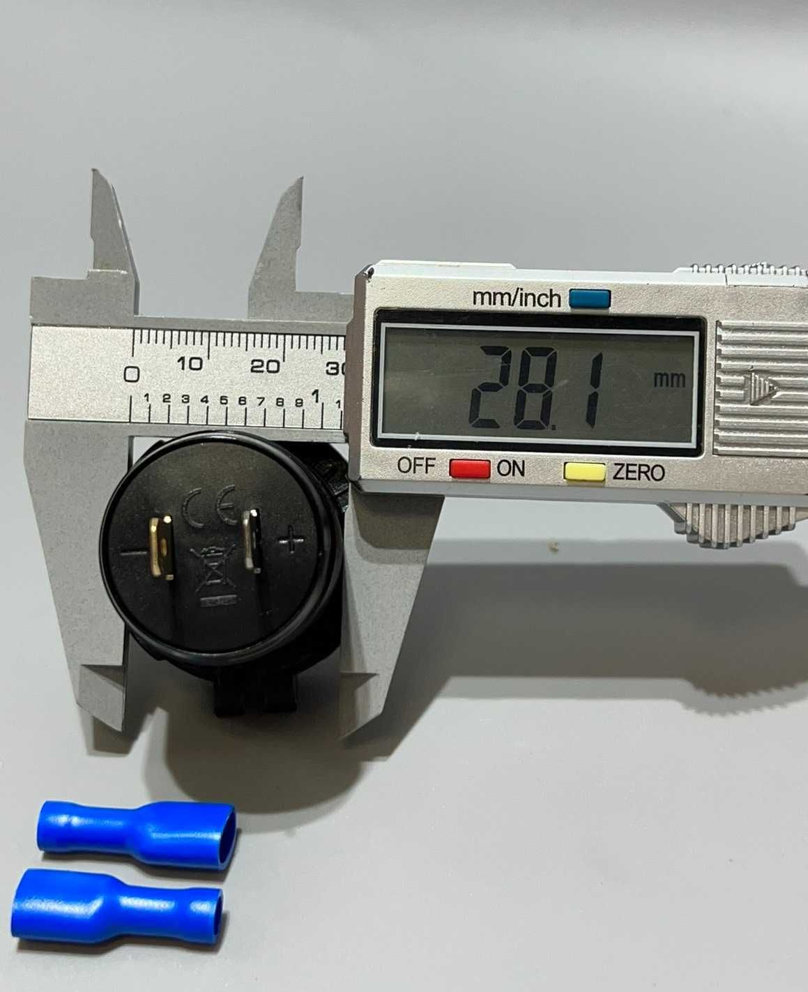 Быстрая зарядка USB с вольтметром QC 3.0 12В-24В металлическая врезная