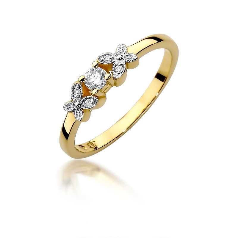 Przepiękny pierścionek z brylantem motyle złoto 585