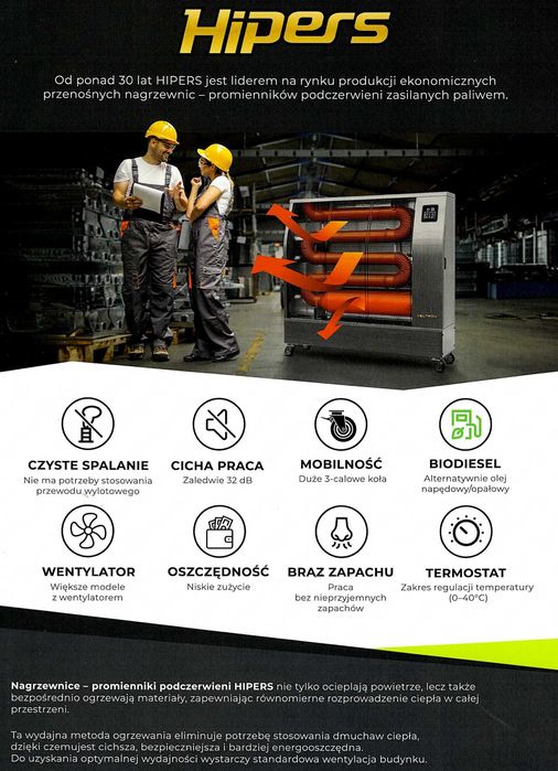 Mobilne nagrzewnice olejowe na podczerwień HIPERS