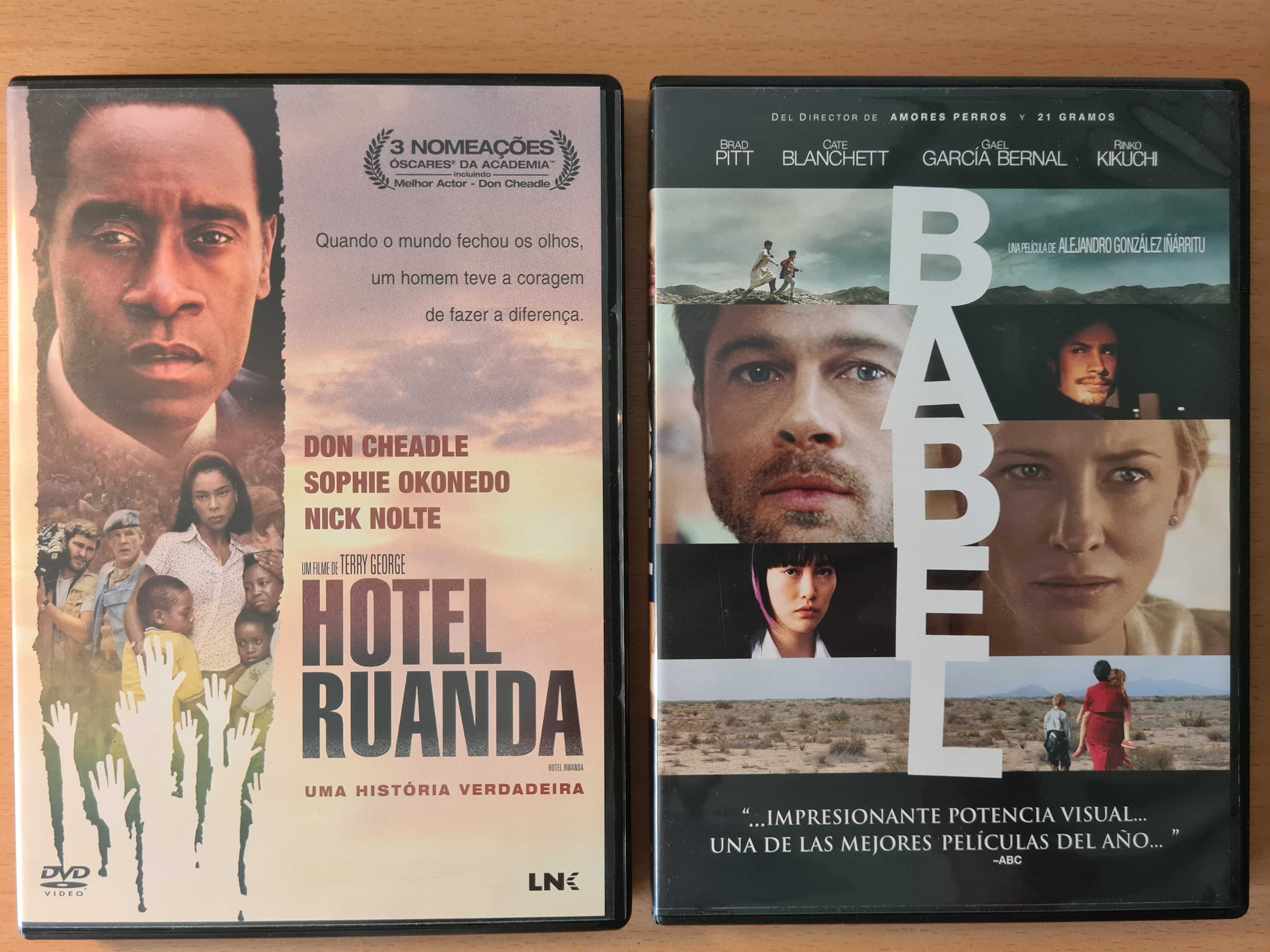 2 filmes em DVD sobre guerras: "Hotel Ruanda" e "Babel"