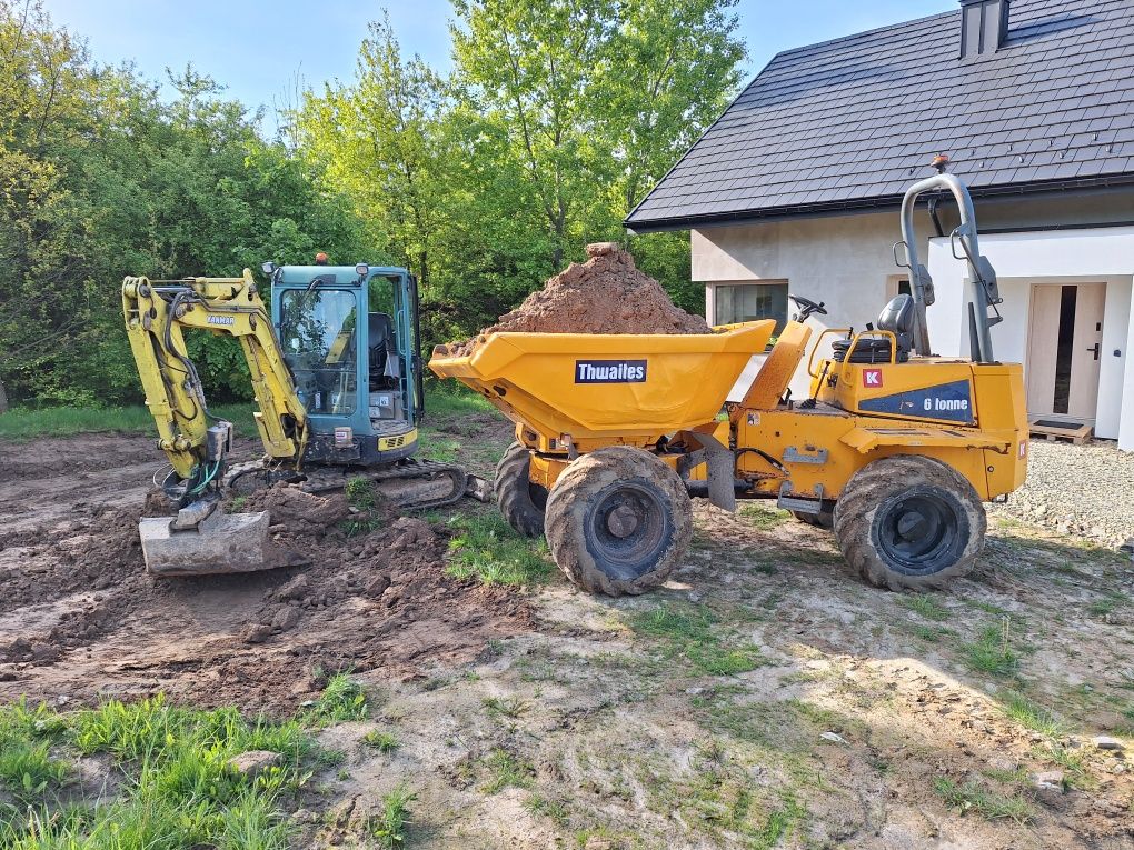 Roboty ziemne usługi koparko-ładowarką minikoparką, koparką obrotową