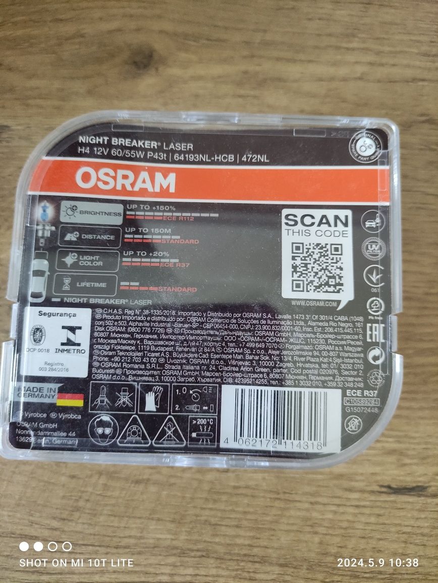 Osram night breaker laser H4 - 2 sztuki