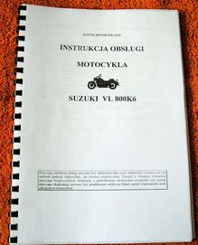 Instrukcja obsługi motocykla SUZUKI VL800 K6 C50 Boulevard C800 wtrysk