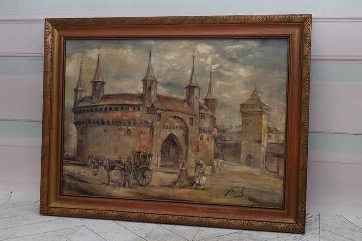 J. Fałat - Barbakan - Rynek Krakowski - Stary Polski Obraz - Kolekcja