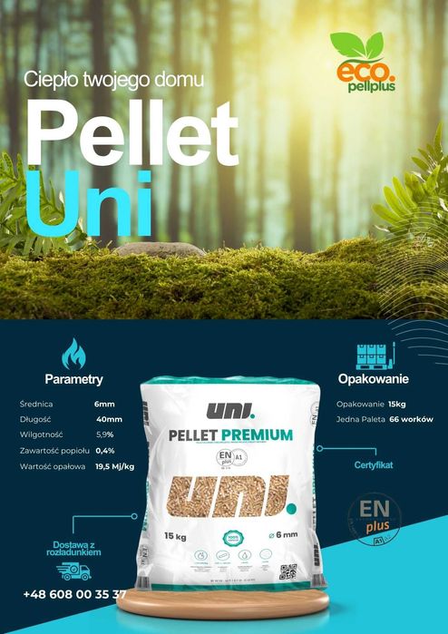 Pellet Drzewny 100% Sosnowy Uni - A1 -Jasny Promocja