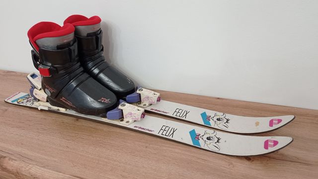 Narty dziecięce 90 cm plus buty komplet narciarski Salomon Techno pro