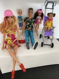 Rodzina Barbie Ken dzieci wózek Mattel zestaw
