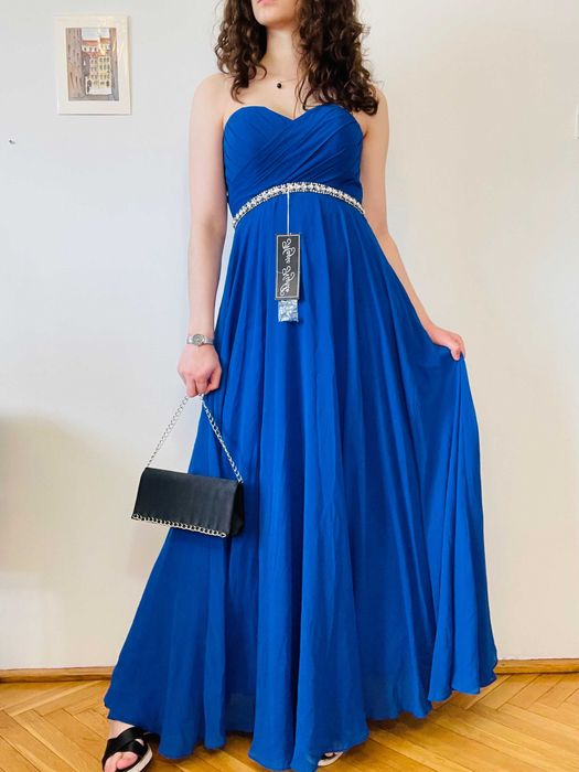 36 S Magic Nights suknia balowa niebieska diamenciki royalblue wesele