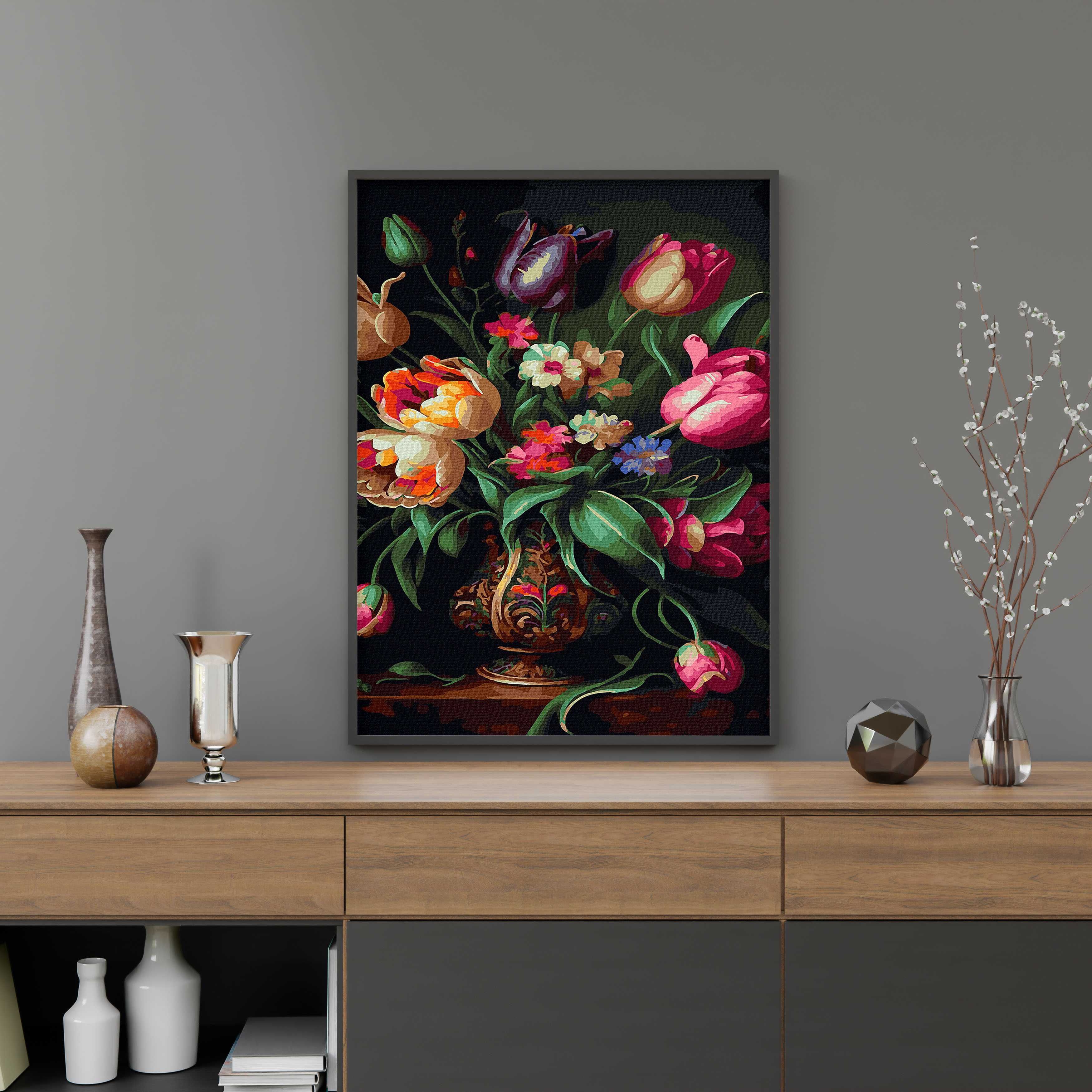 Malowanie po numerach, 40x50 cm - Bukiet świeżych tulipanów / Oh-Art