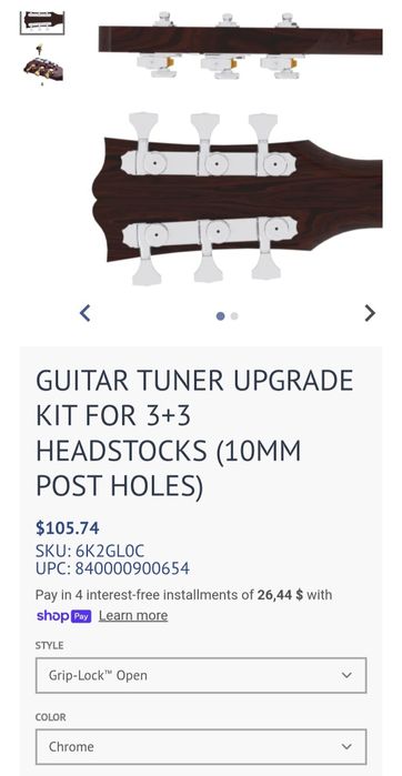 Кілки замкові Hipshot 3x3 open gear, хром locking tuners