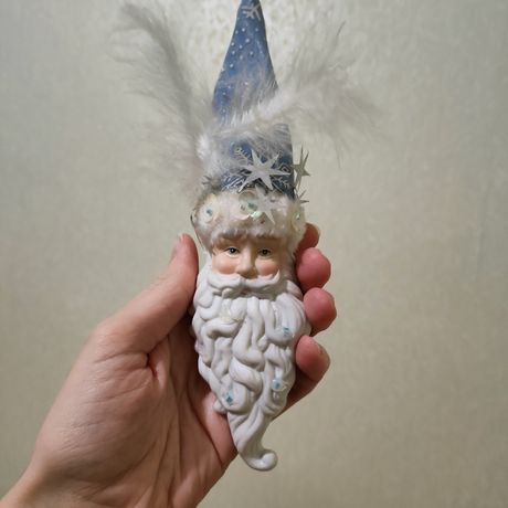 Ёлочная игрушка керамика Санта на ёлку