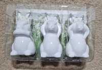 Ceramiczne wielkanocne zajączki króliki 3 szt figurka ozdobą zając