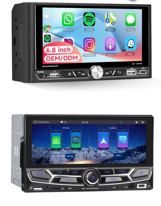Autorrádio 6.8" IPS 2Din Wireless CarPlay/Android Auto BT USB