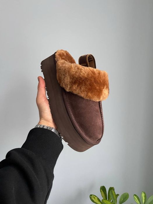 БЕЗ ПЕРЕДОПЛАТ‼️ Зимові Жіночі UGG Funkette Slipper Platform Chocolate