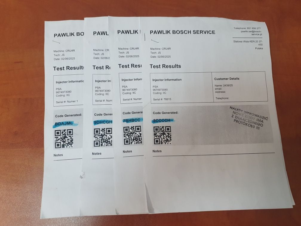 Wtryskiwacze Continental/Siemens 1.6 HDI po regeneracji gwarancja