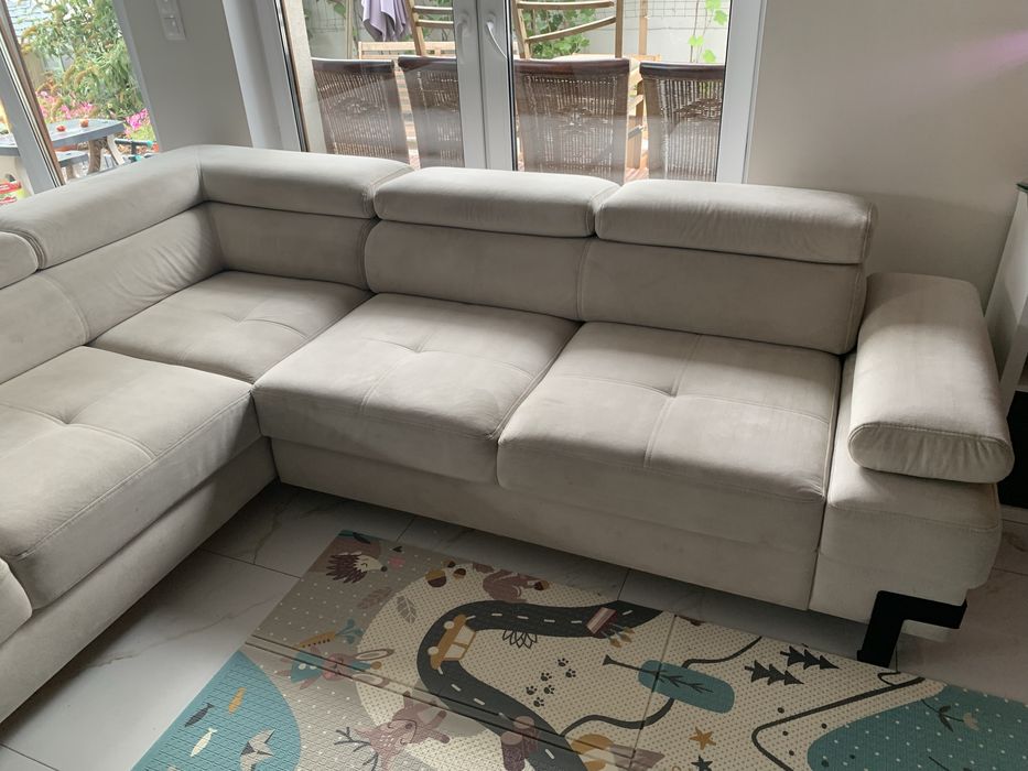 Narożnik EMPORIO L NEW rozkładany ecru jasny