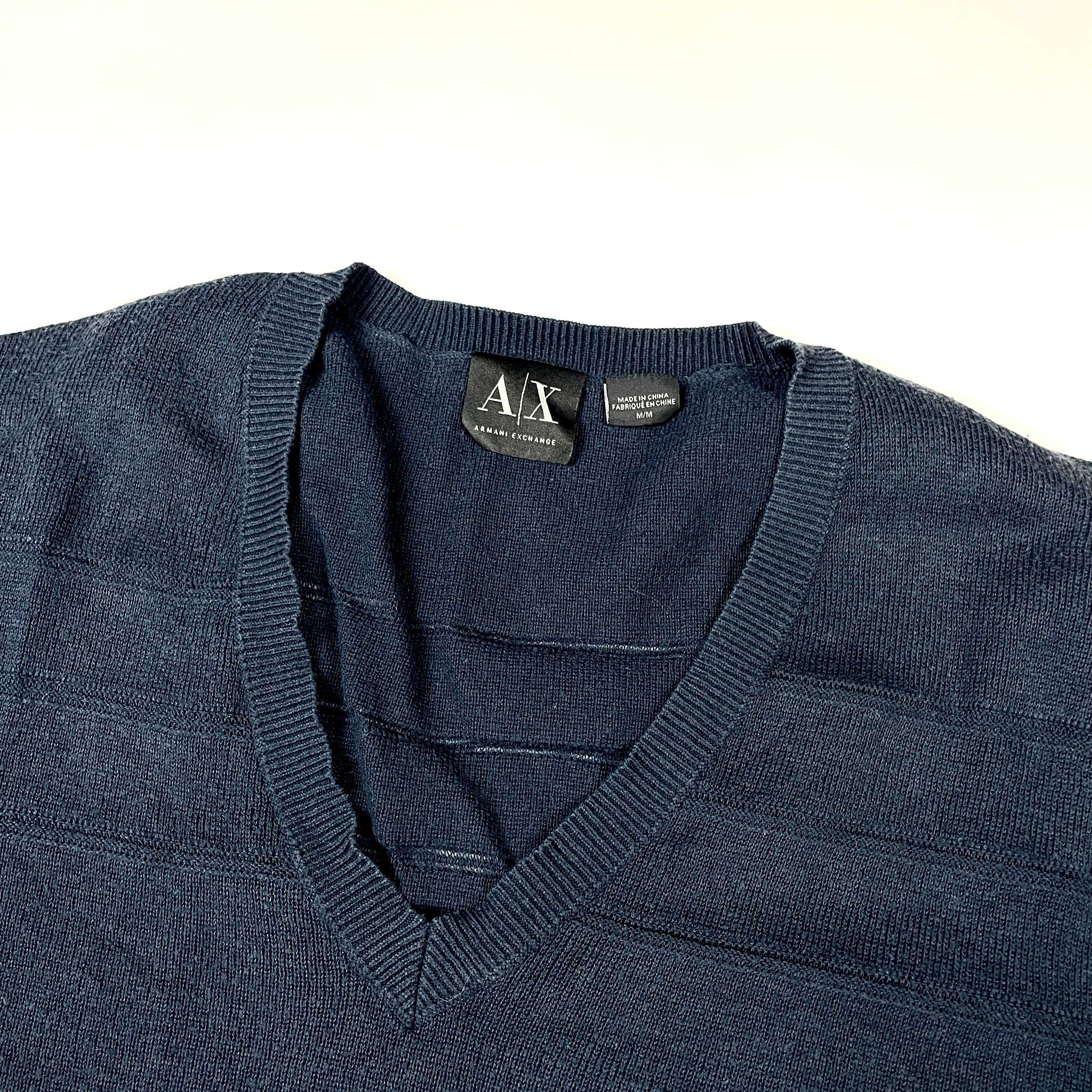 Armani navy sweterek v neck vintage retro 90s washed (M)