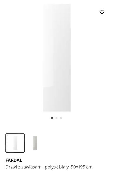 Drzwi FERDAL IKEA 195x25 i 195x50 x2 wysoki połysk białe