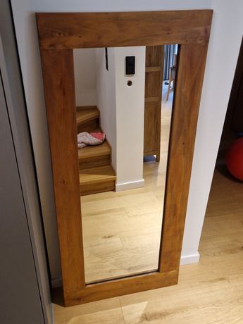 Lustro w drewnianej ramie z drzewa z recyklingu 180/80cm