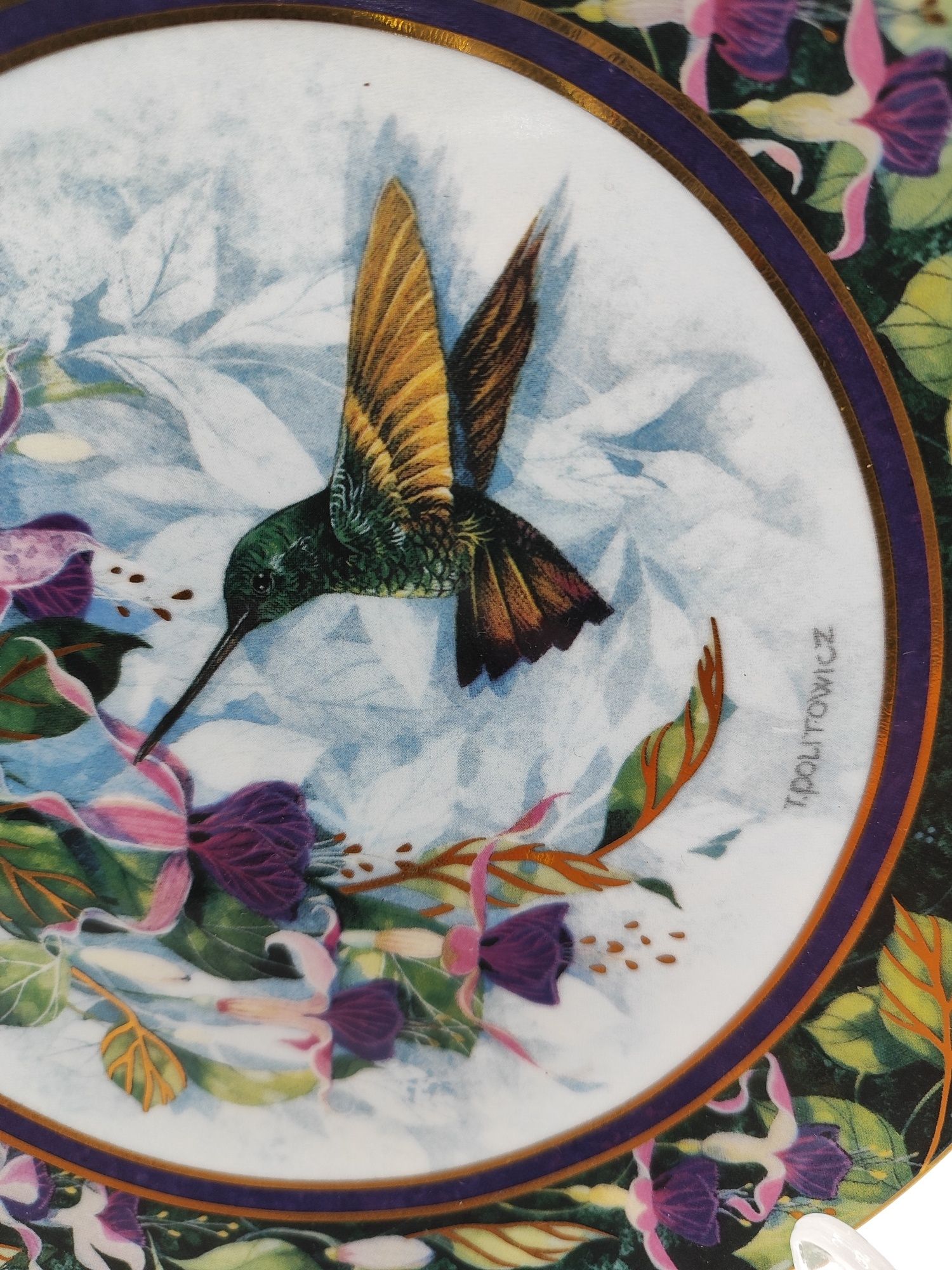 Kolekcjonerski talerz Royal Doulton rajski ptak koliber i kwiaty