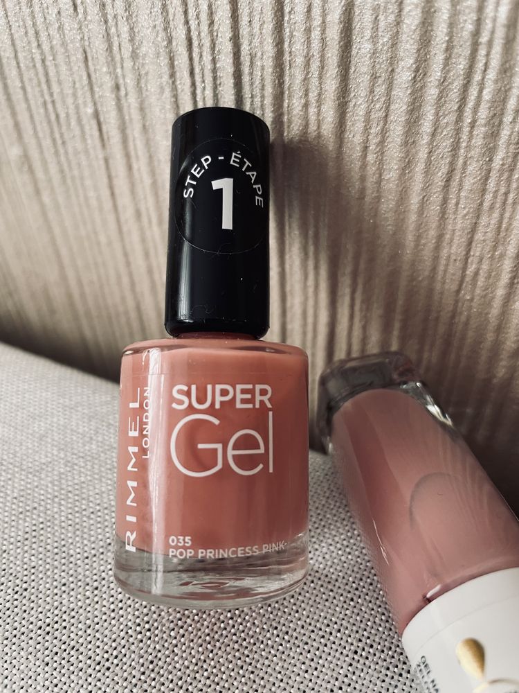 3 lakiery : Rimmel Super Gel 035, Golden Rose i Eveline, NUDE